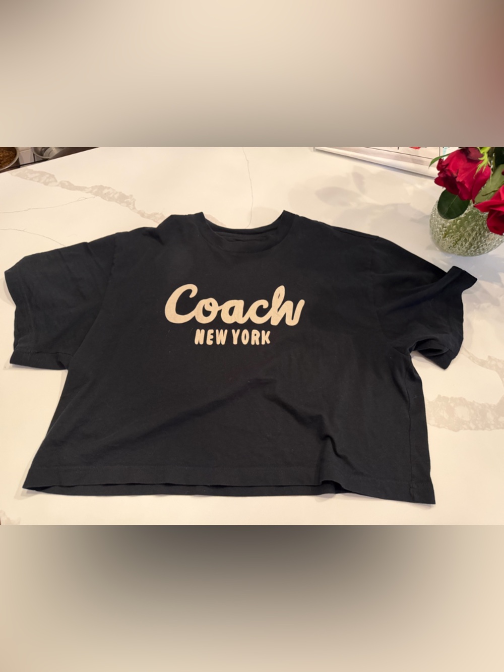Coach Cursive Signature Cropped T-Shirt - Picture 2 of 4